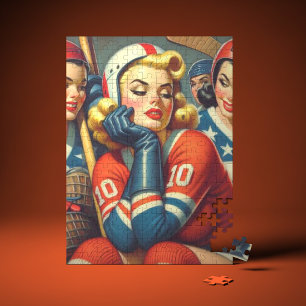 Puzzle Ilustracion de Chicas de hockey de época