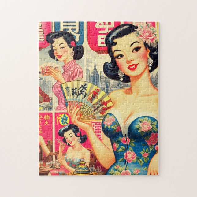 Puzzle Ilustracion de Chicas japoneses de época (Vertical)