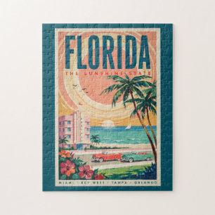 Puzzle Ilustración de coches de la costa de Florida Arte