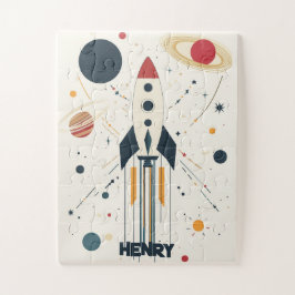 Puzzle Ilustracion de cohete espacial retro
