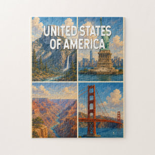 Puzzle Ilustración de collage de Estados Unidos Viajes Ar