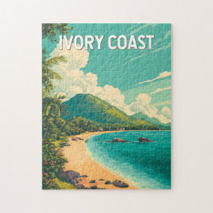 Puzzle Ilustración de Costa de Marfil Arte de viaje vinta