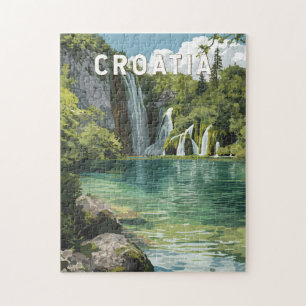 Puzzle Ilustración de Croacia Arte de Viaje Vintage