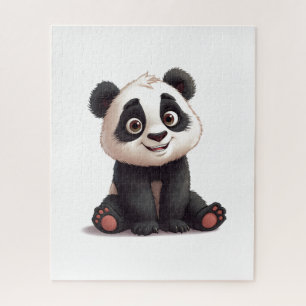 Puzzle Ilustración de dibujos animados de oso panda senta