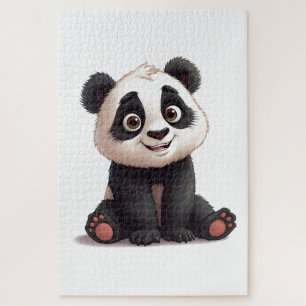Puzzle Ilustración de dibujos animados de oso panda senta