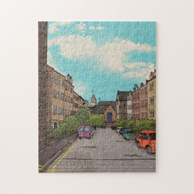 Puzzle Ilustracion de Edinburgh Downtown Cityscape (Vertical)