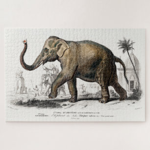 Puzzle Ilustración de elefante arte impreso vintage