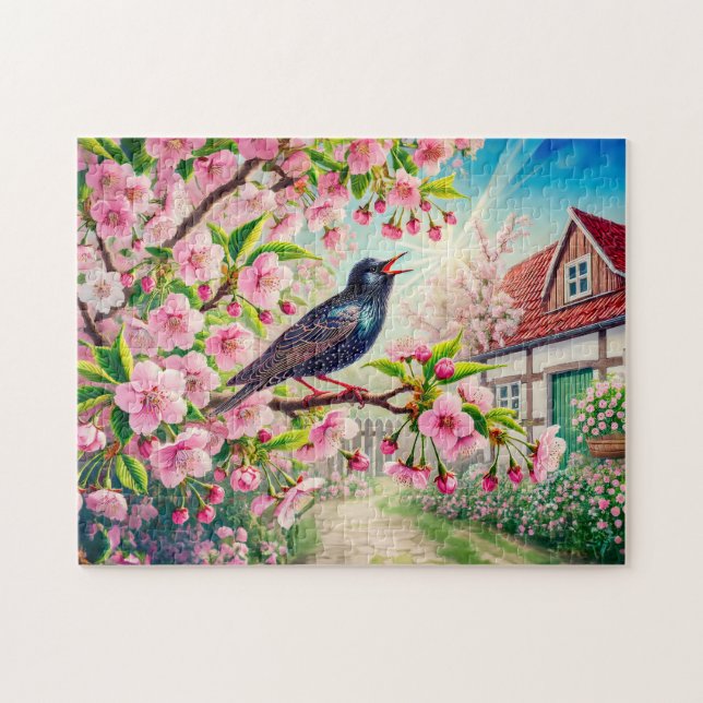 Puzzle Ilustración de estrella cantando en cerezo (Horizontal)