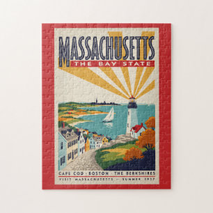 Puzzle Ilustración de faro de Massachusetts Arte de viaje