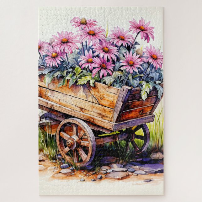 Puzzle Ilustración de flor de aster recién cogida (Vertical)