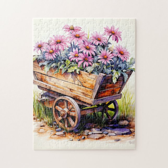 Puzzle Ilustración de flor de aster recién cogida (Vertical)