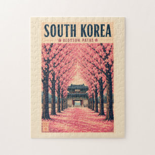 Puzzle Ilustración de flor de cerezo de Corea del Sur Art