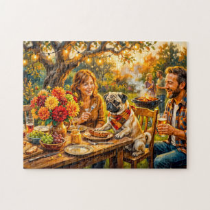 Puzzle Ilustración de fregonas de terraza de barbacoa fam