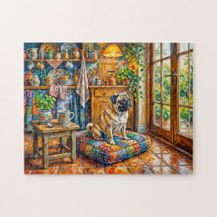 Puzzle Ilustración de fregonas de ventana de cocina de co