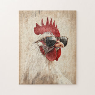 Puzzle Ilustración de gallo genial con gafas de sol