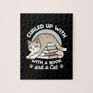 Puzzle Ilustracion de Gato de Amante de Libros - Curva y 