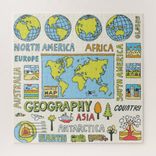 Puzzle Ilustracion de geografía de época dibujado a mano