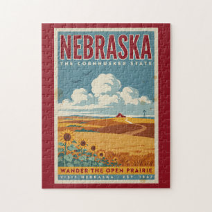 Puzzle Ilustración de granja de pradera de Nebraska Arte