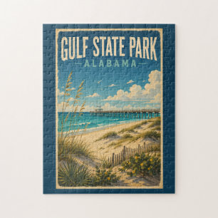 Puzzle Ilustración de Gulf State Park Alabama Arte de Via