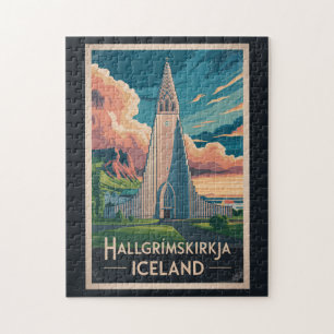 Puzzle Ilustración de Hallgrimskirkja Islandia Arte de Vi