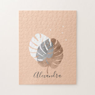 Puzzle Ilustracion de hojas tropicales minimalistas moder