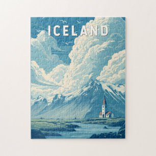 Puzzle Ilustración de Islandia Arte de Viaje Vintage
