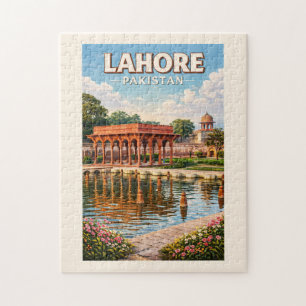 Puzzle Ilustración de jardines de Lahore Pakistán Arte de