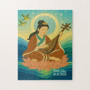 Puzzle ilustracion de kimono de Japón con estética de cos