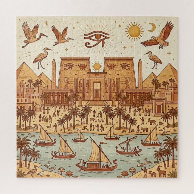 Puzzle Ilustración de la ciudad boho antigua egipcia-Terr (Vertical)