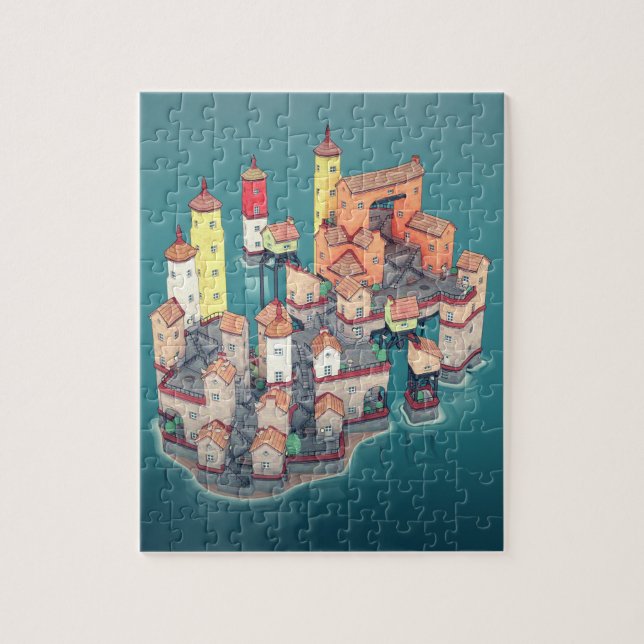 Puzzle Ilustracion de la ciudad medieval de Fantasy Forst (Vertical)