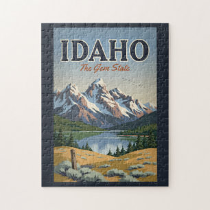 Puzzle Ilustración de la gama Sawtooth de Idaho Arte de v