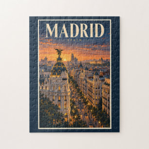 Puzzle Ilustración de la puesta de sol en Madrid España A