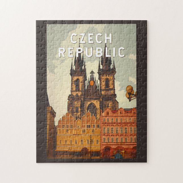 Puzzle Ilustración de la República Checa Arte de viaje vi (Vertical)