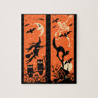 Puzzle Ilustracion de la silueta de Halloween del vintage