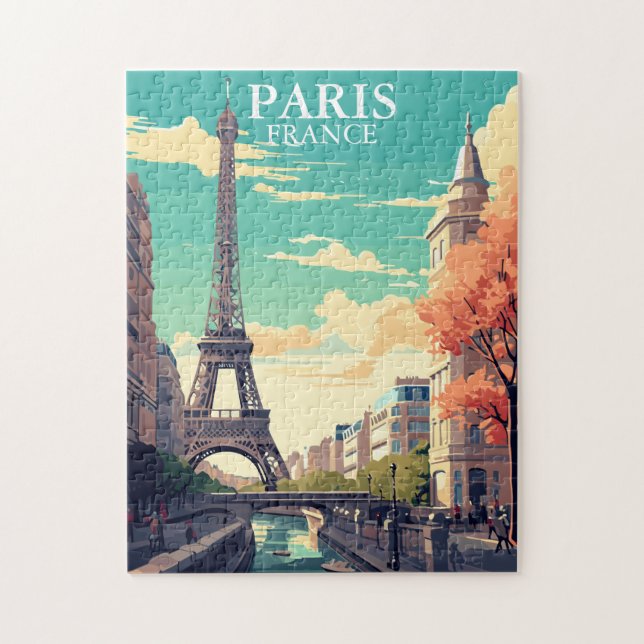 Puzzle Ilustración de la Torre Eiffel de París, Francia (Vertical)