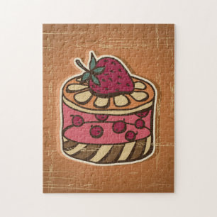 Puzzle Ilustracion de la torta en estilo retro