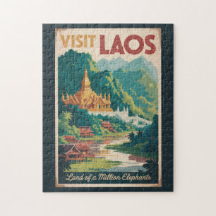 Puzzle Ilustración de Laos Pha That Luang Arte de Viaje