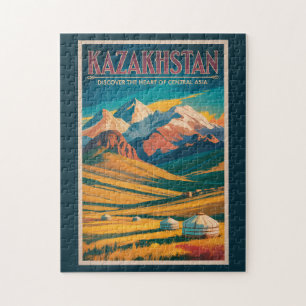 Puzzle Ilustración de las estepas de Kazajistán Arte de v