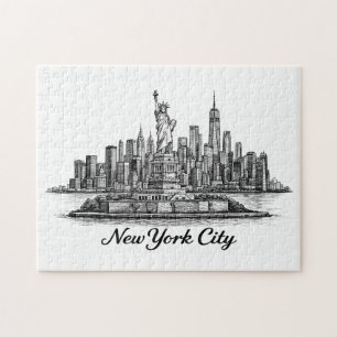 Puzzle Ilustración de línea del horizonte de la ciudad de