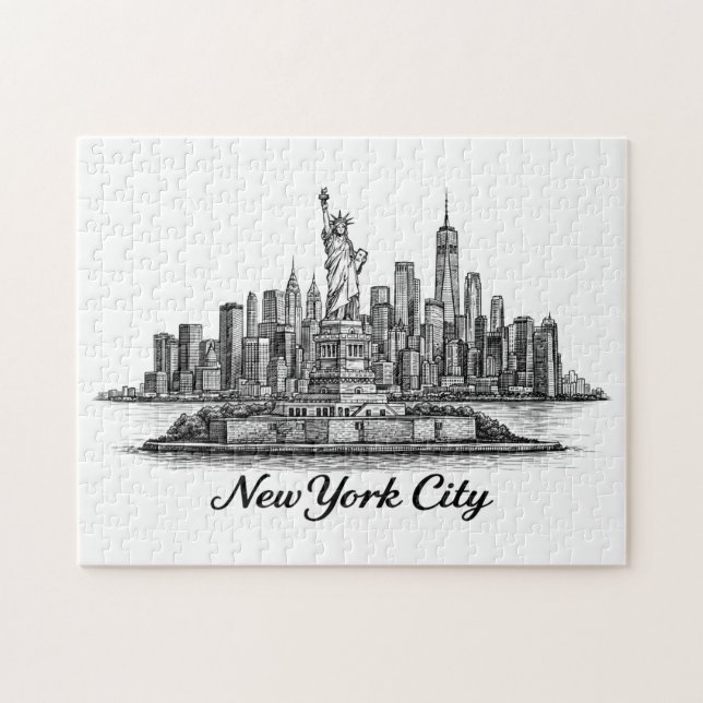 Puzzle Ilustración de línea del horizonte de la ciudad de (Horizontal)