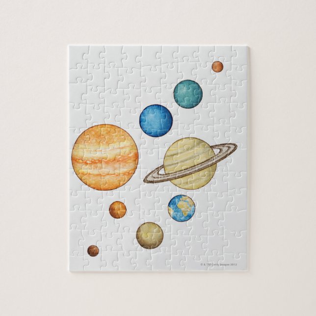 Puzzle Ilustracion de los planetas del sistema solar (Vertical)