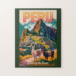 Puzzle Ilustración de Machu Picchu Perú Arte de Viaje Vin