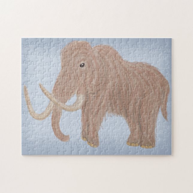 Puzzle Ilustracion de mamut marrón y azul claro (Horizontal)