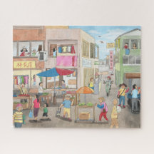 Ilustracion de mercado matutino de Taiwán rompecab