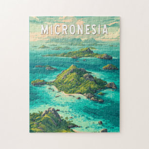 Puzzle Ilustración de Micronesia Arte de Viaje Vintage