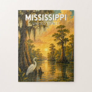 Puzzle Ilustración de Mississippi Viaje Arte Vintage