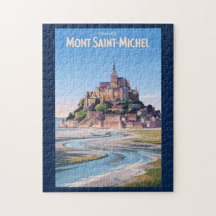 Puzzle Ilustración de Mont Saint Michel Arte de Viaje Vin