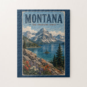 Puzzle Ilustración de Montañas de Montana Arte de Viaje V