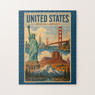 Puzzle Ilustración de monumentos emblemáticos de Estados 