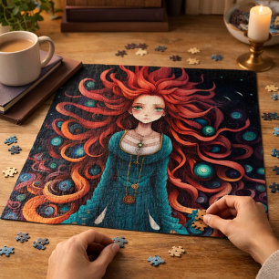 Puzzle Ilustración de Muchacha Fantástica Pelirroja al Es